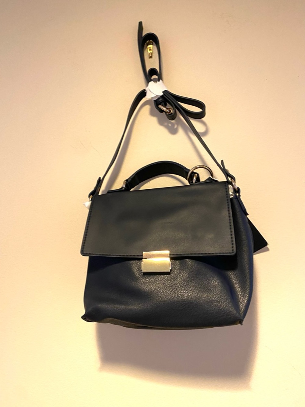 NWT Zara Dark  Blue  Structured Top-Handle Crossbody Satchel - Picture 2 of 8